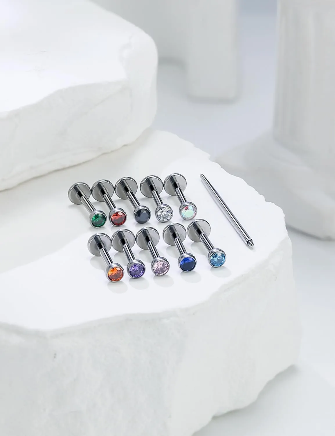16G F136 Titanium Lip Rings Labret Jewelry Internally Threaded Monroe Lip Ring Medusa Snake Bite Piercing Jewelry Conch Tragus Forward Helix Cartilage Earring Studs Piercing Jewelry for Women