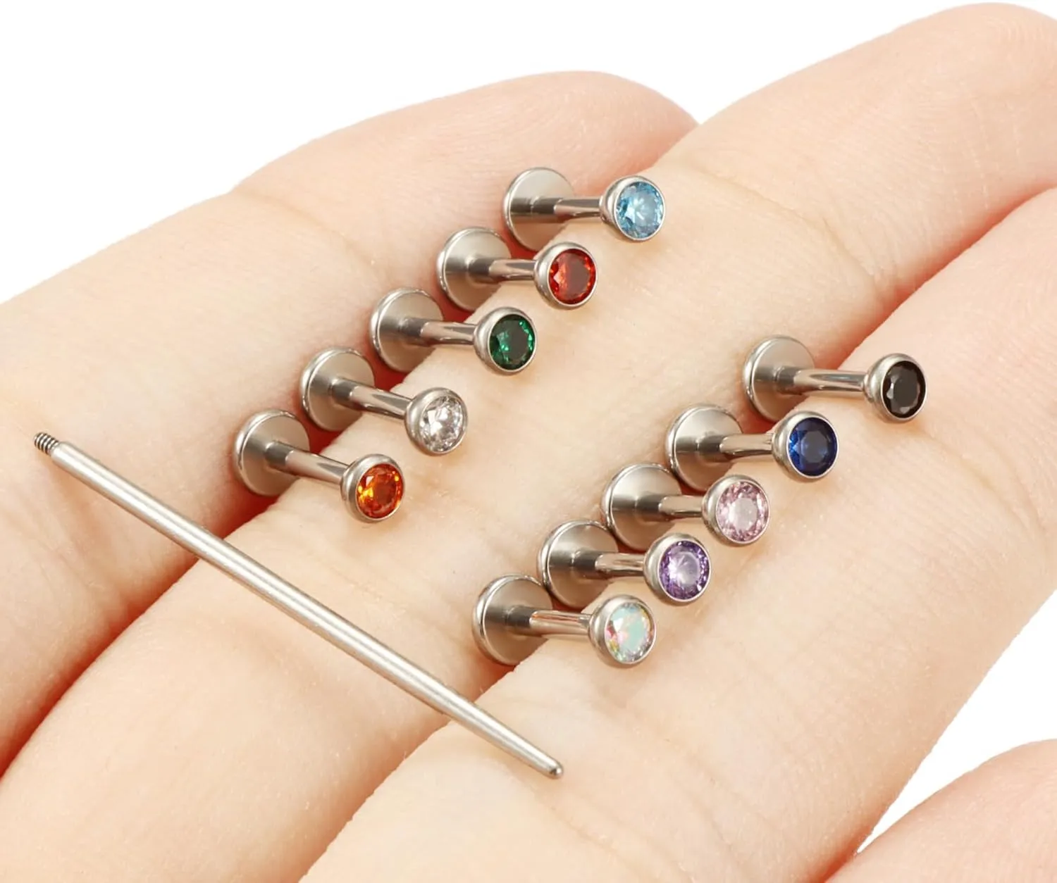 16G F136 Titanium Lip Rings Labret Jewelry Internally Threaded Monroe Lip Ring Medusa Snake Bite Piercing Jewelry Conch Tragus Forward Helix Cartilage Earring Studs Piercing Jewelry for Women