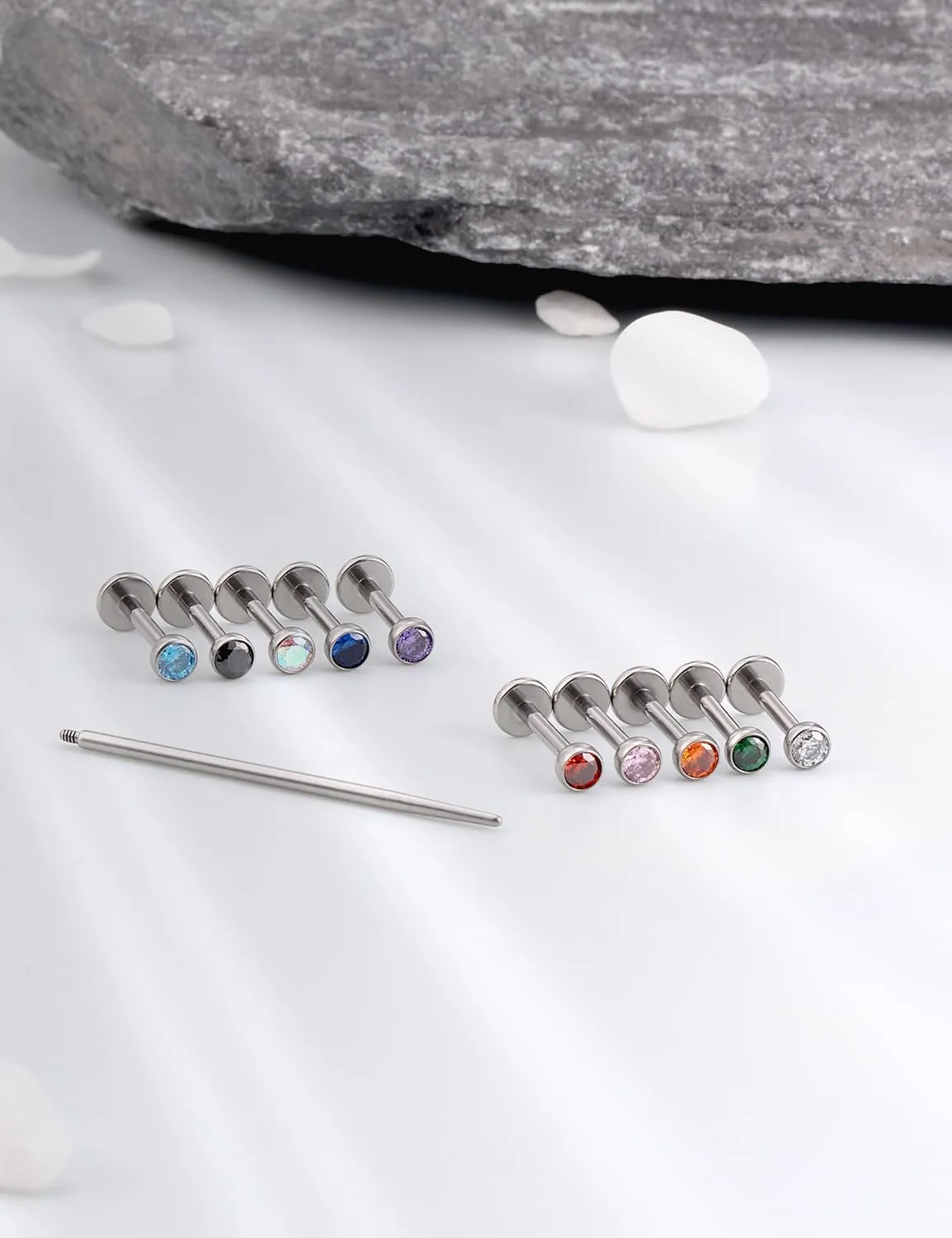 16G F136 Titanium Lip Rings Labret Jewelry Internally Threaded Monroe Lip Ring Medusa Snake Bite Piercing Jewelry Conch Tragus Forward Helix Cartilage Earring Studs Piercing Jewelry for Women
