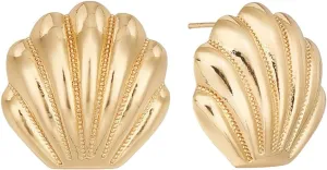 18K Gold Plated Gold Seashell Earrings Seashell Stud Earrings for Women Gold Statement Earrings Seashore Earrings Nautical Jewelry for Women Sea life Jewelry Beach Earrings Summer Jewelry