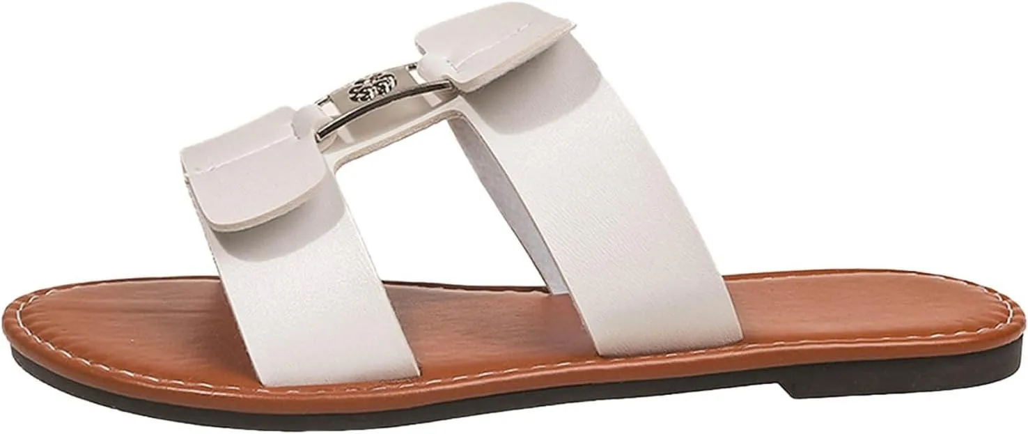 2025 Comfortable Women Flat Sandals Breathable Slip-On Ladies Dress Casual Slides Shoes Fashion Shopping Open Toe Soft Sole Slippers Summer Beach Vacation Walking Footwear