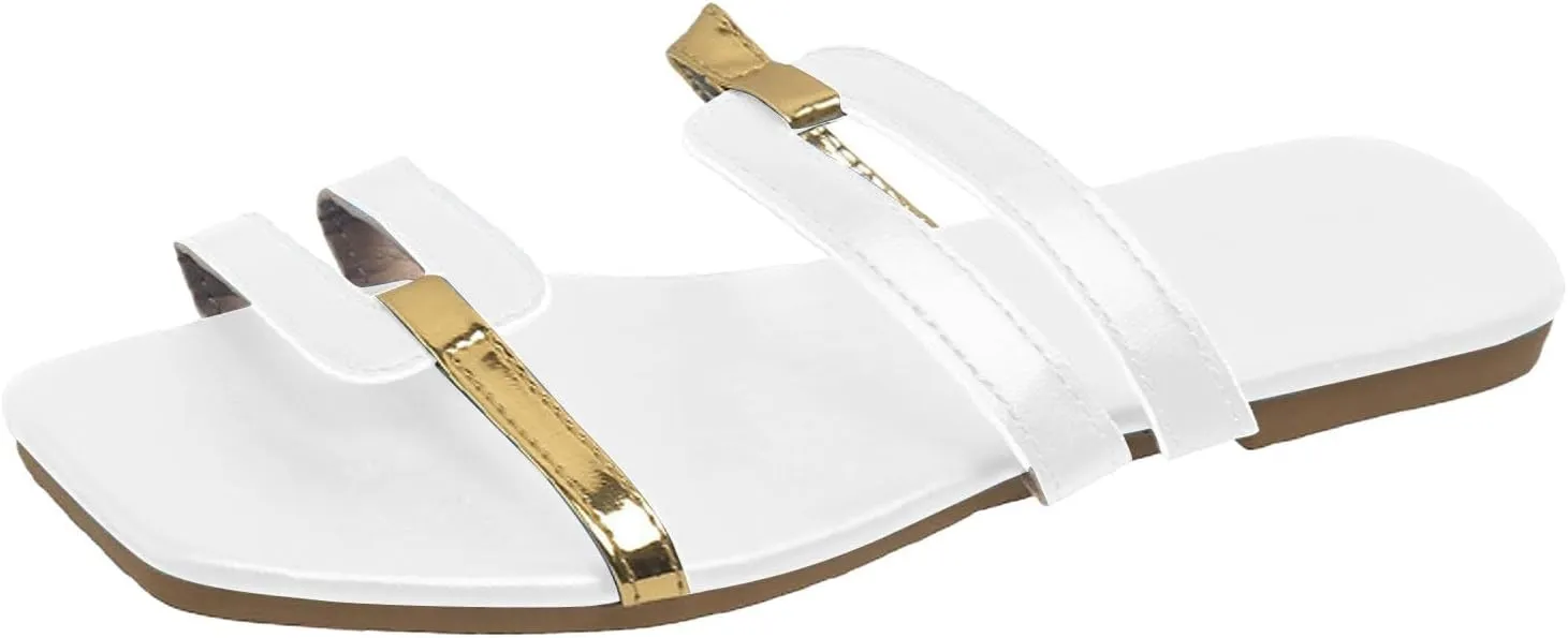 2025 Comfortable Women Flat Sandals Fashion Home Slip-On Casual Slides Shoes Summer Open Toe Beach Vacation Slippers Breathable Ladies Dress Walking Footwear Indoor/Outdoor Shopping Loafer Shoe
