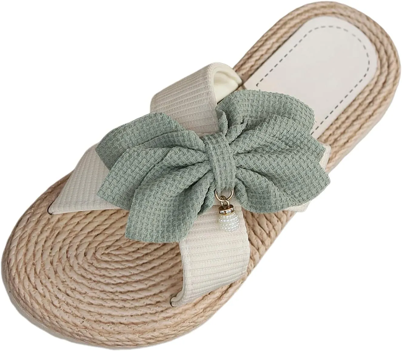 2025 Comfortable Women Flat Sandals Indoor Home Bathroom Shower Shoe Fashion Cute Bow Slip-On Walking Footwear Breathable Beach Vacation Casual Slippers Summer Ladies Dress Slides Shoes