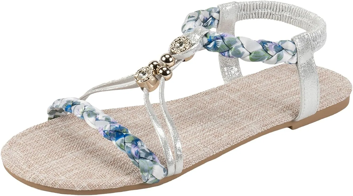 2025 Comfortable Women Flats Sandals Fashion Bohemian Walking Footwear with Ankle Strap Breathable Non-Slip Beach Vacation Slippers Summer Dressy Wedding Shoes Indoor/Outdoor Dance Party Loafer Shoe