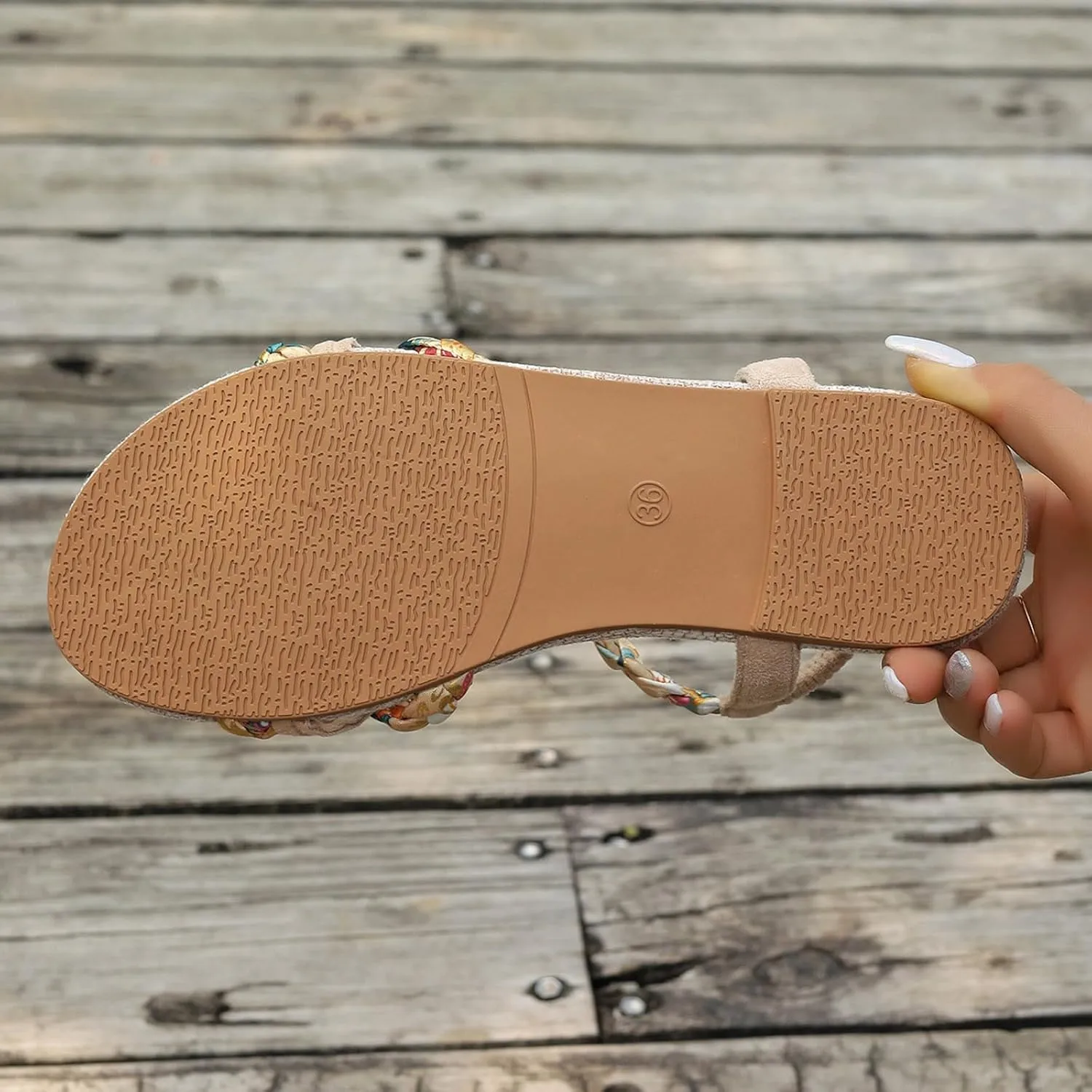 2025 Comfortable Women Flats Sandals Fashion Bohemian Walking Footwear with Ankle Strap Breathable Non-Slip Beach Vacation Slippers Summer Dressy Wedding Shoes Indoor/Outdoor Dance Party Loafer Shoe
