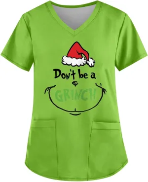 2025 Scrubs for Women Short Sleeve V Neck Casual Work Uniform Tops with Pockets Shirts Workwear Scrub Tops