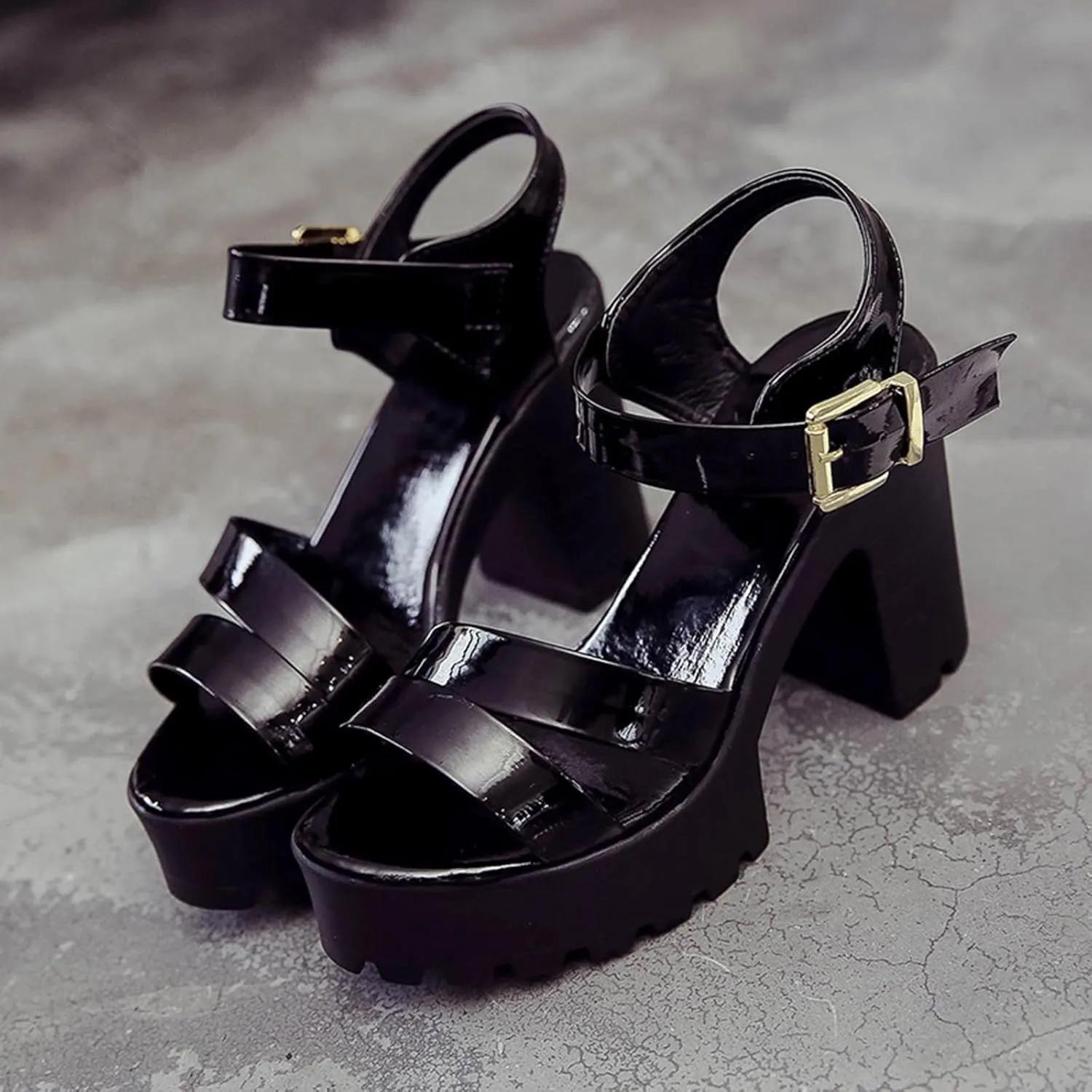2025 Women Chunky Heels Sandals Comfortable Dance Party Wedge Heel Shoe with Adjustable Buckle Summer Breathable Non-Slip Open Toe Slides Fashion Sexy Ladies Dress Walking Footwear