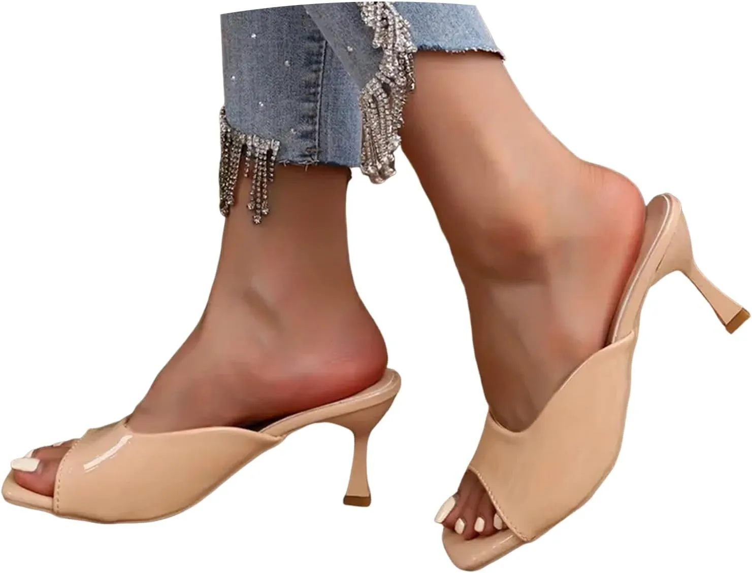 2025 Women High Stilettos Heels Sandals Comfortable Ladies Dress Open Toe Casual Shoe Fashion Dance Party Slip-On Height Increase Walking Footwear Summer Breathable Non-Slip Vacation Slippers