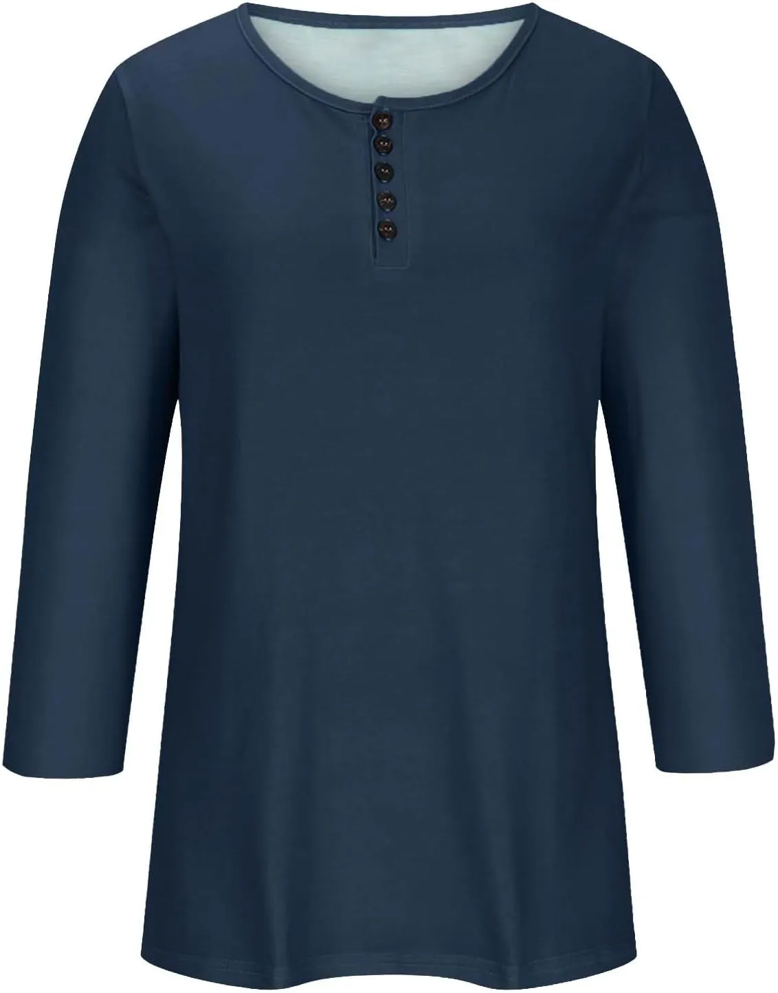 3/4 Length Sleeve Womens Tops Henley Crewneck Button Up T Shirts Dressy Casual Blouse Tunics 2024 Fall Trendy Clothes