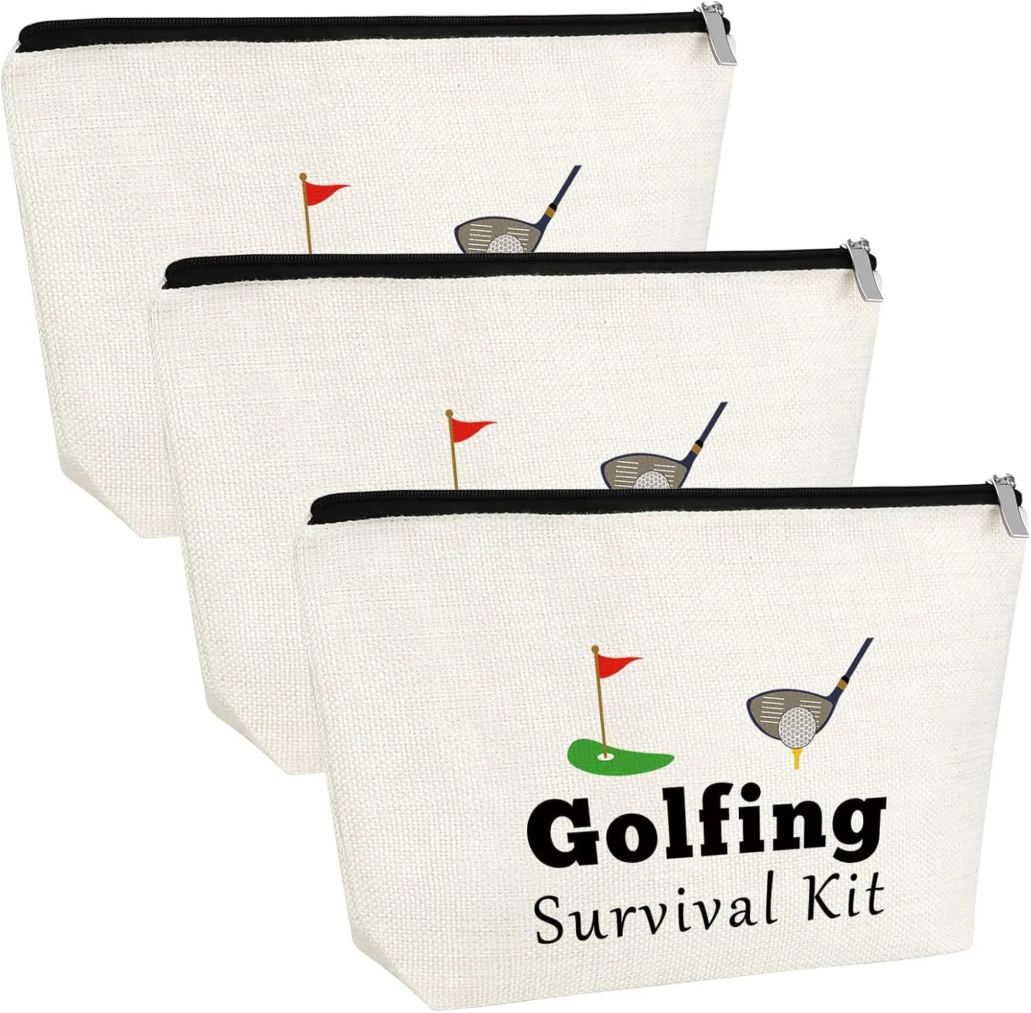 3PCS Golf Player Gifts for Golf Fan Gifts Team Cosmetic Bag Golf Inspiration Birthday Gift for Golfer Gift Bags Golf Lover Gifts Golfer Sports Team Appreciation Gifts Coworker Makeup Bag