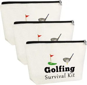 3PCS Golf Player Gifts for Golf Fan Gifts Team Cosmetic Bag Golf Inspiration Birthday Gift for Golfer Gift Bags Golf Lover Gifts Golfer Sports Team Appreciation Gifts Coworker Makeup Bag
