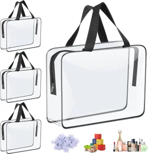 4 Pcs Clear Travel Toiletry Bag Practical Waterproof PVC Clear Cosmetic Bags for Traveling, Clear, clear toiletry bag