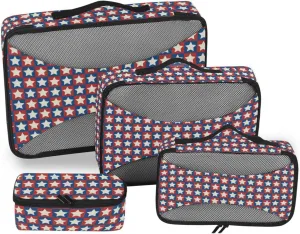 4 Pcs Travel Packing Cubes for Suitcases America Flag Stars Travel Packing Cubes Visible Luggage Cubes Organizers Suitcase Organizer Bags Set
