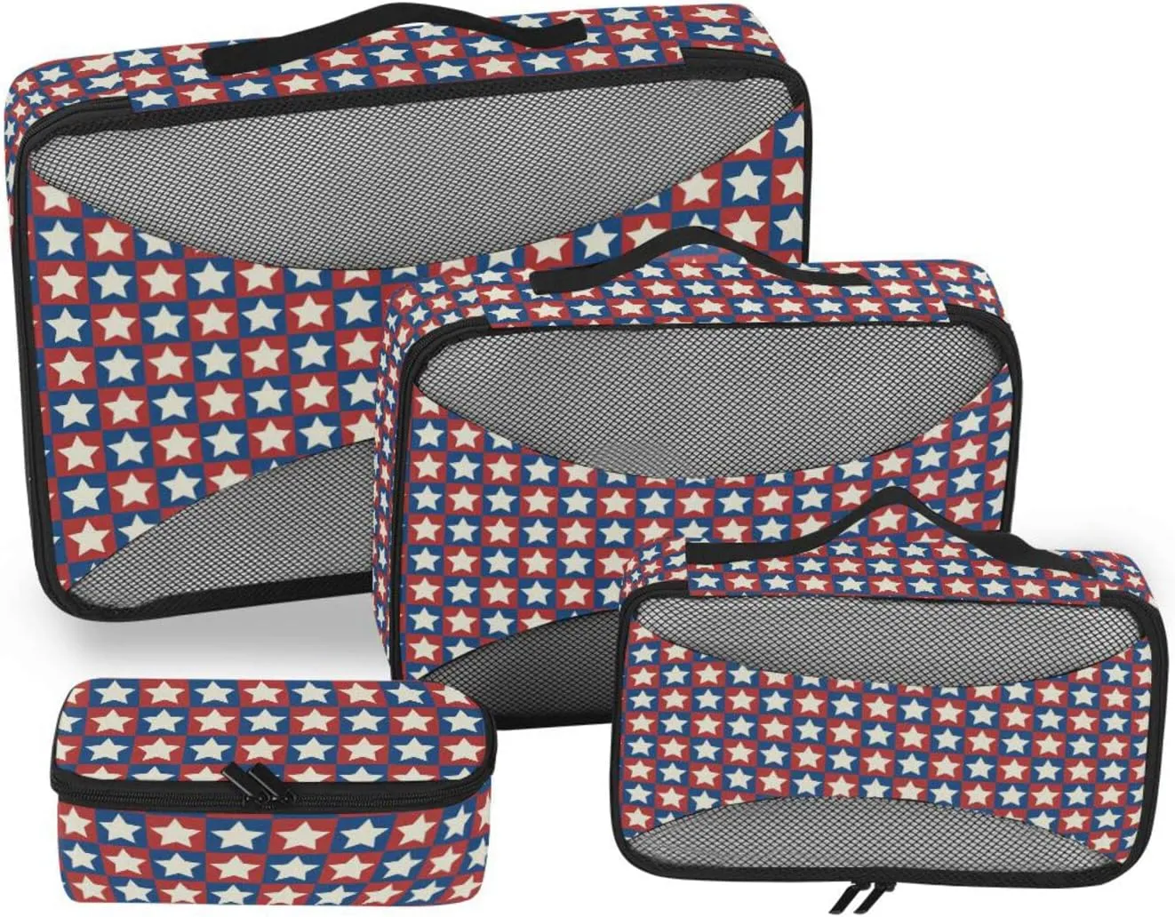 4 Pcs Travel Packing Cubes for Suitcases America Flag Stars Travel Packing Cubes Visible Luggage Cubes Organizers Suitcase Organizer Bags Set