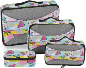 4 Pcs Travel Packing Cubes for Suitcases Colorful Tropics Travel Packing Cubes Visible Luggage Cubes Organizers Suitcase Organizer Bags Set