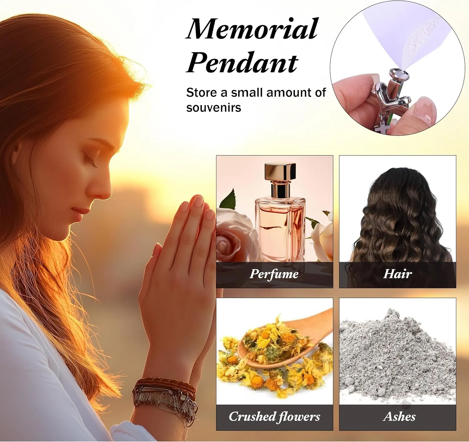 5 Pcs Urn Necklaces for Ashes Keepsake Memorial Jewelry, Stainless Steel Heart Cross Cremation Pendant Ashes Keepsake Necklace for Women Men Loved Ones, Memorial Ash Locket, 5 Unique Styles