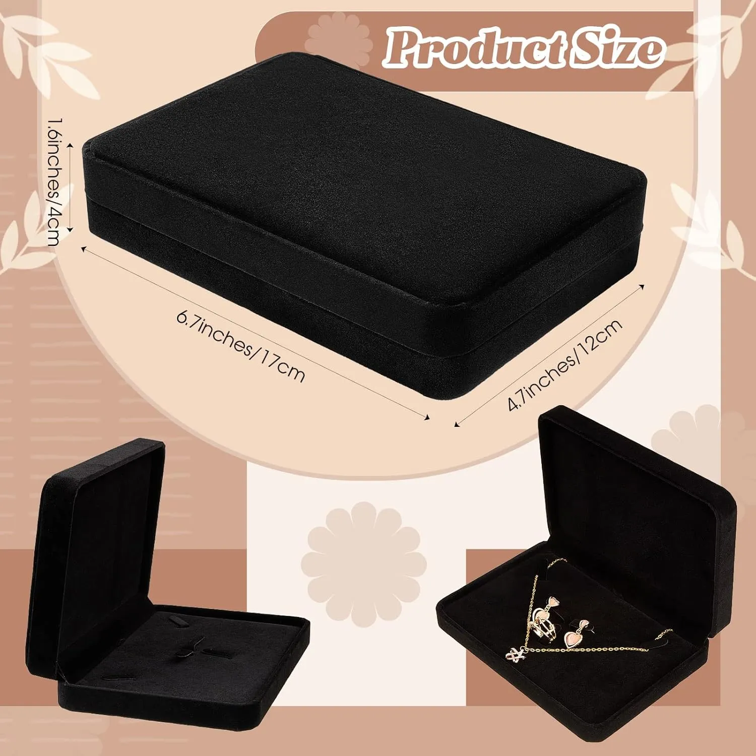 6 Pcs Large Jewelry Set - Necklace, Ring, Earring, Pendant Gift Box - Flannelette Jewelry Case for Traveling