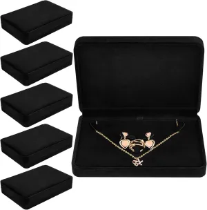 6 Pcs Large Jewelry Set - Necklace, Ring, Earring, Pendant Gift Box - Flannelette Jewelry Case for Traveling
