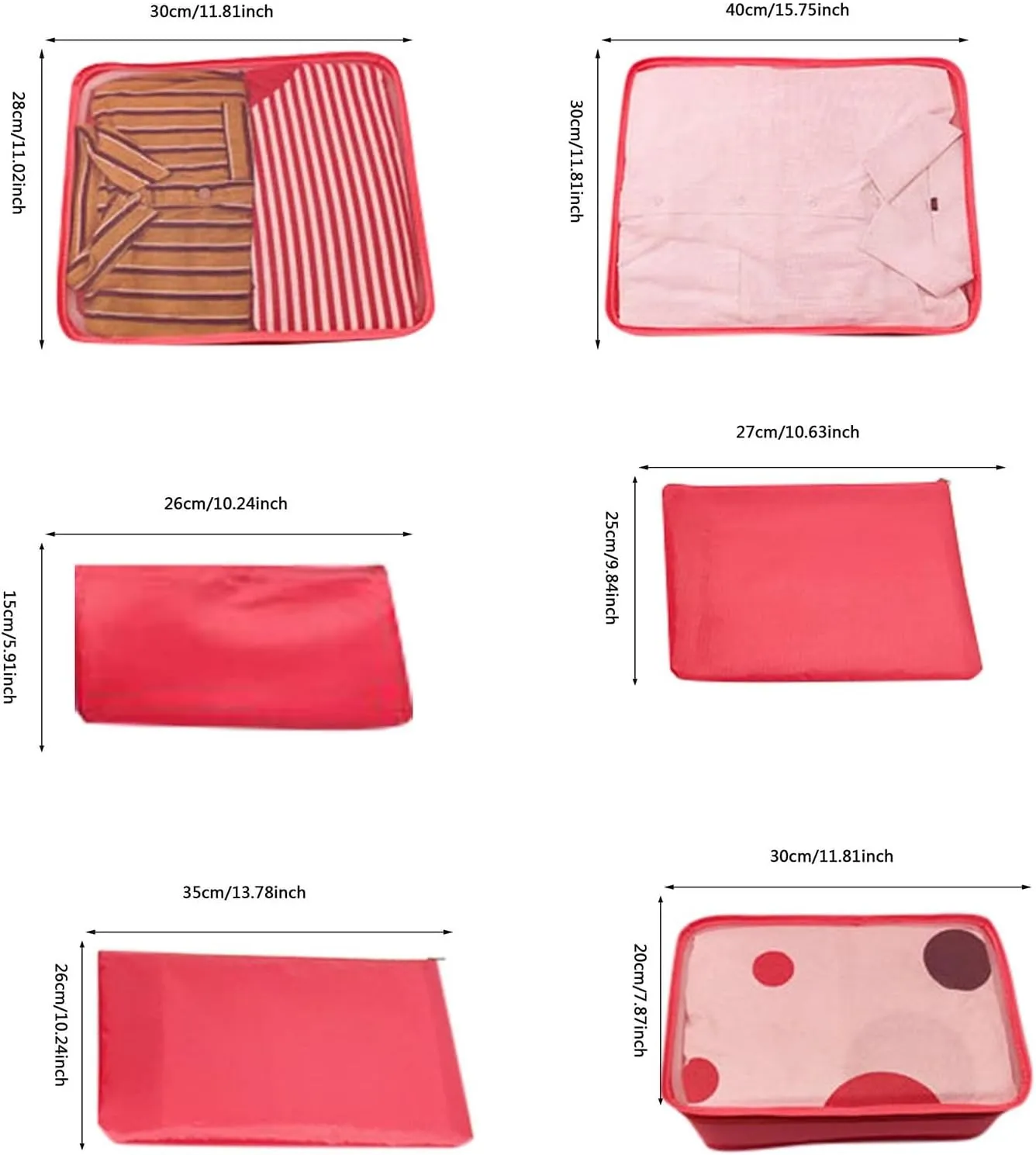 6 PCS Packing Cubes for Suitcases,Multi-functional Clothing Sorting Packages,Travel Carry On Luggage Organizers Storage Bags,Travel Packing Pouches (C)