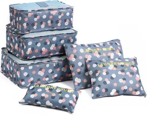 6 PCS Packing Cubes,Multi-functional Clothing Sorting Packages,Travel Carry On Luggage Organizers Storage Bags,Travel Packing Pouches, Blue Flower