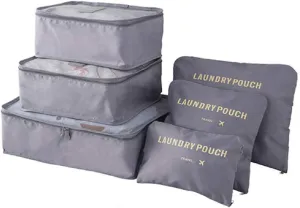6 Set Packing Cubes, Multi-functional Clothing Sorting Packages Travel Carry On Luggage Organizers Storage Bags Travel Packing Pouches, Gray