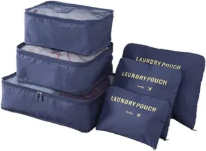 6 set Packing Cubes,Multi-functional Clothing Sorting Packages,Travel Carry On Luggage Organizers Storage Bags,Travel Packing Pouches (Navy Blue)