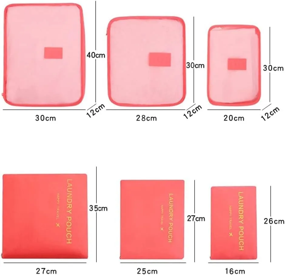 6 Set Packing Cubes,Multi-functional Clothing Sorting Packages,Travel Carry On Luggage Organizers Storage Bags,Travel Packing Pouches (Watermelon Red)