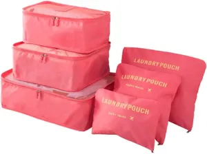 6 Set Packing Cubes,Multi-functional Clothing Sorting Packages,Travel Carry On Luggage Organizers Storage Bags,Travel Packing Pouches (Watermelon Red)