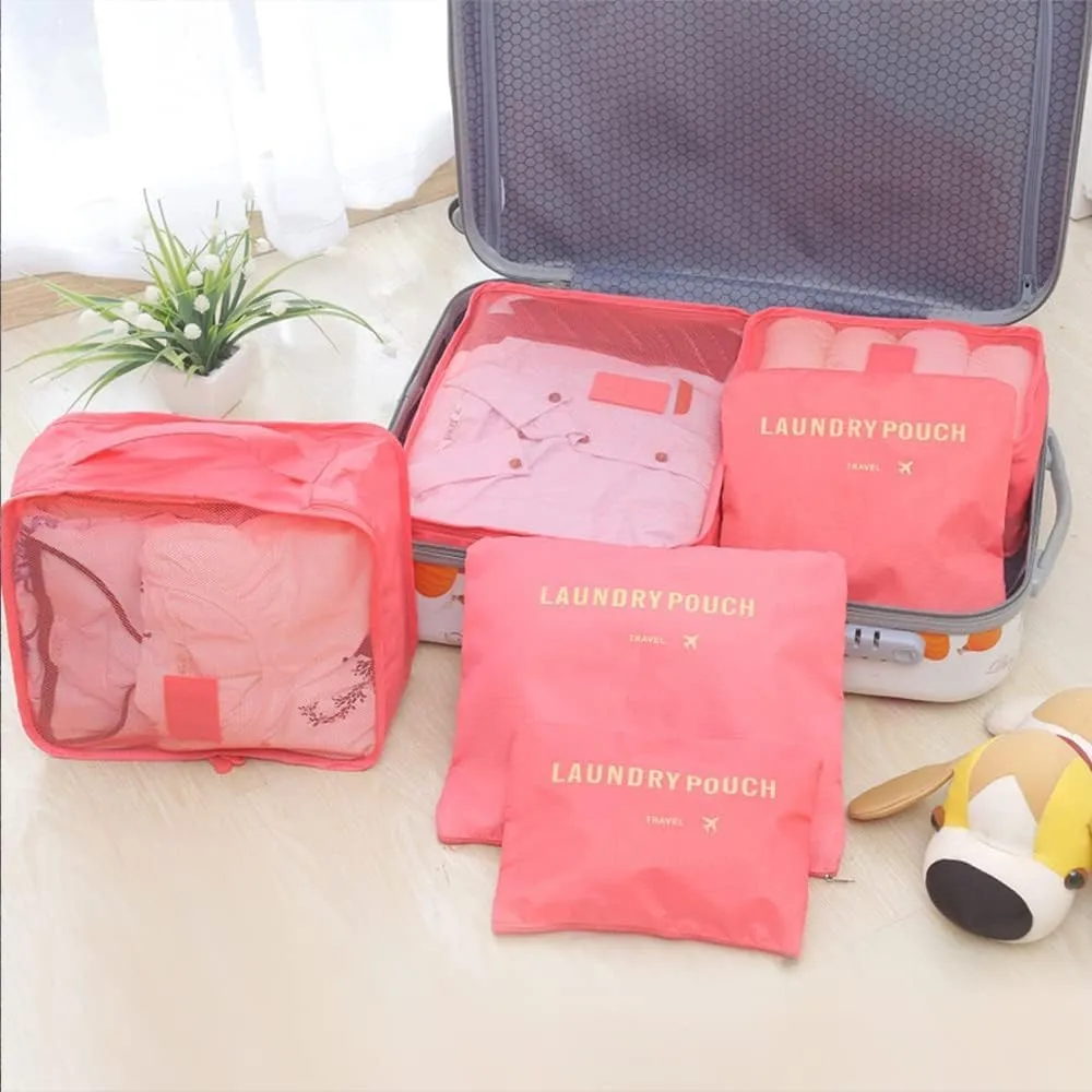 6 Set Packing Cubes,Multi-functional Clothing Sorting Packages,Travel Carry On Luggage Organizers Storage Bags,Travel Packing Pouches (Watermelon Red)