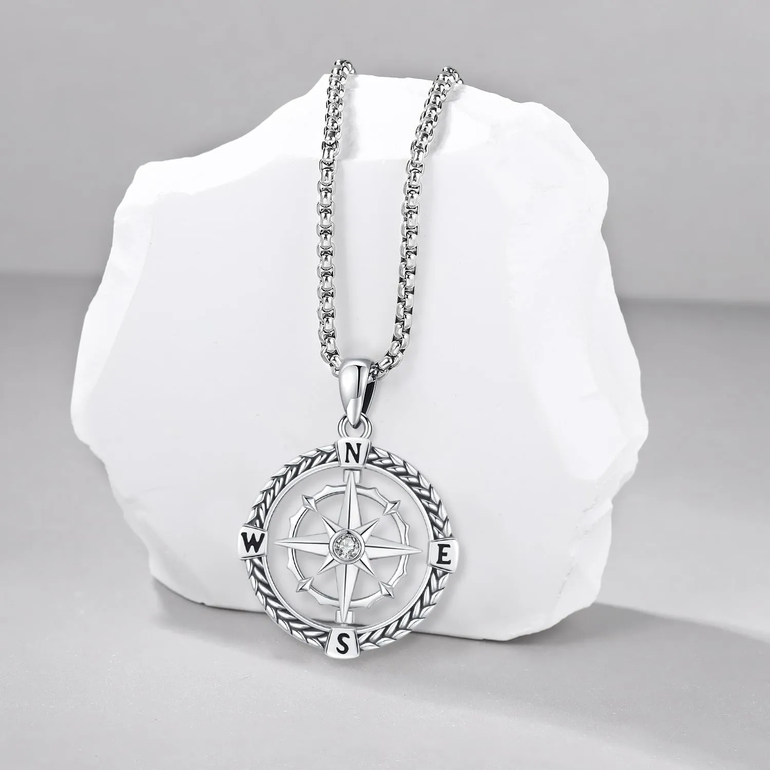 925 Sterling Silver Compass Necklace for Women Men Nautical Pendant Jewelry Gift for Adventurers Compass Jewelry