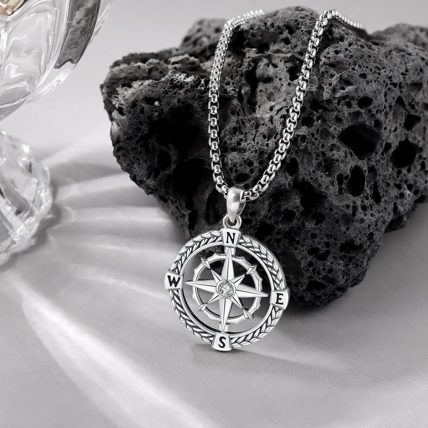925 Sterling Silver Compass Necklace for Women Men Nautical Pendant Jewelry Gift for Adventurers Compass Jewelry