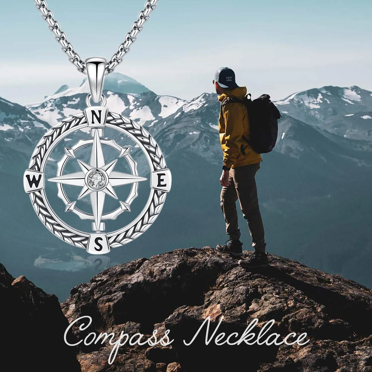 925 Sterling Silver Compass Necklace for Women Men Nautical Pendant Jewelry Gift for Adventurers Compass Jewelry