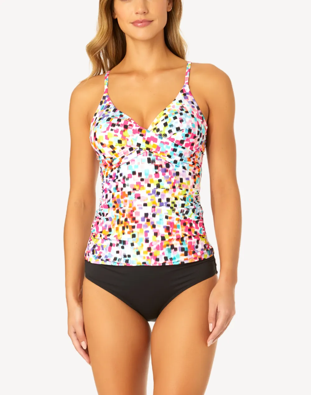 Abstract Dot Drape D/DD Tankini Top
