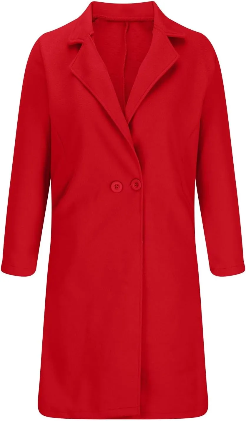 Akklian Women's Wool & Pea Coats Winter Thick Woolen Overcoat Knee-Length Trendy Trench Coat Lapel Jacket Oversized Outerwear