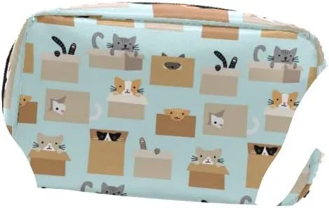 ALAZA Women's Travel Cosmetic Bag Cats In The Box Makeup Bag Clutch for Women Cosmetic Storage Bags