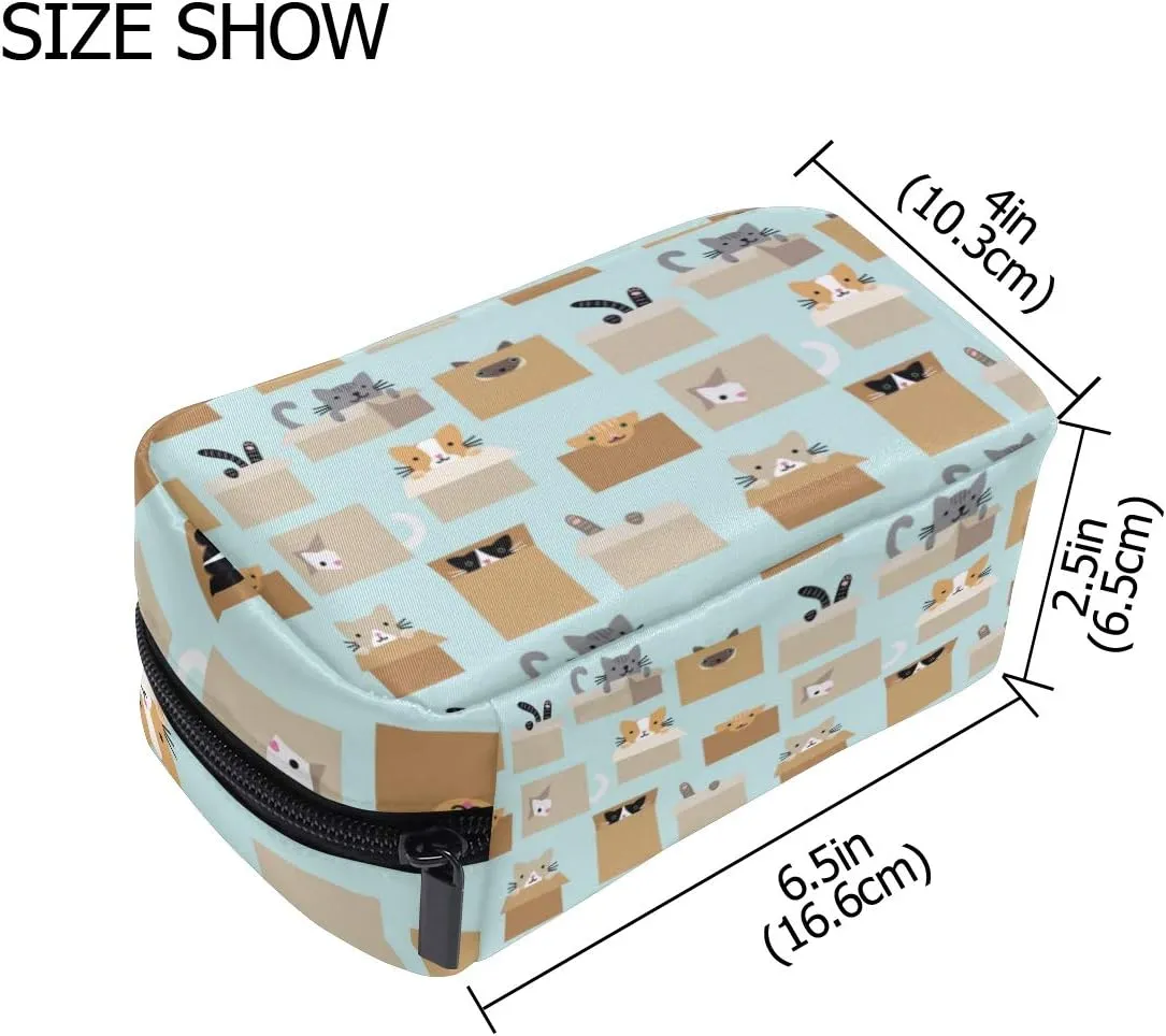 ALAZA Women's Travel Cosmetic Bag Cats In The Box Makeup Bag Clutch for Women Cosmetic Storage Bags