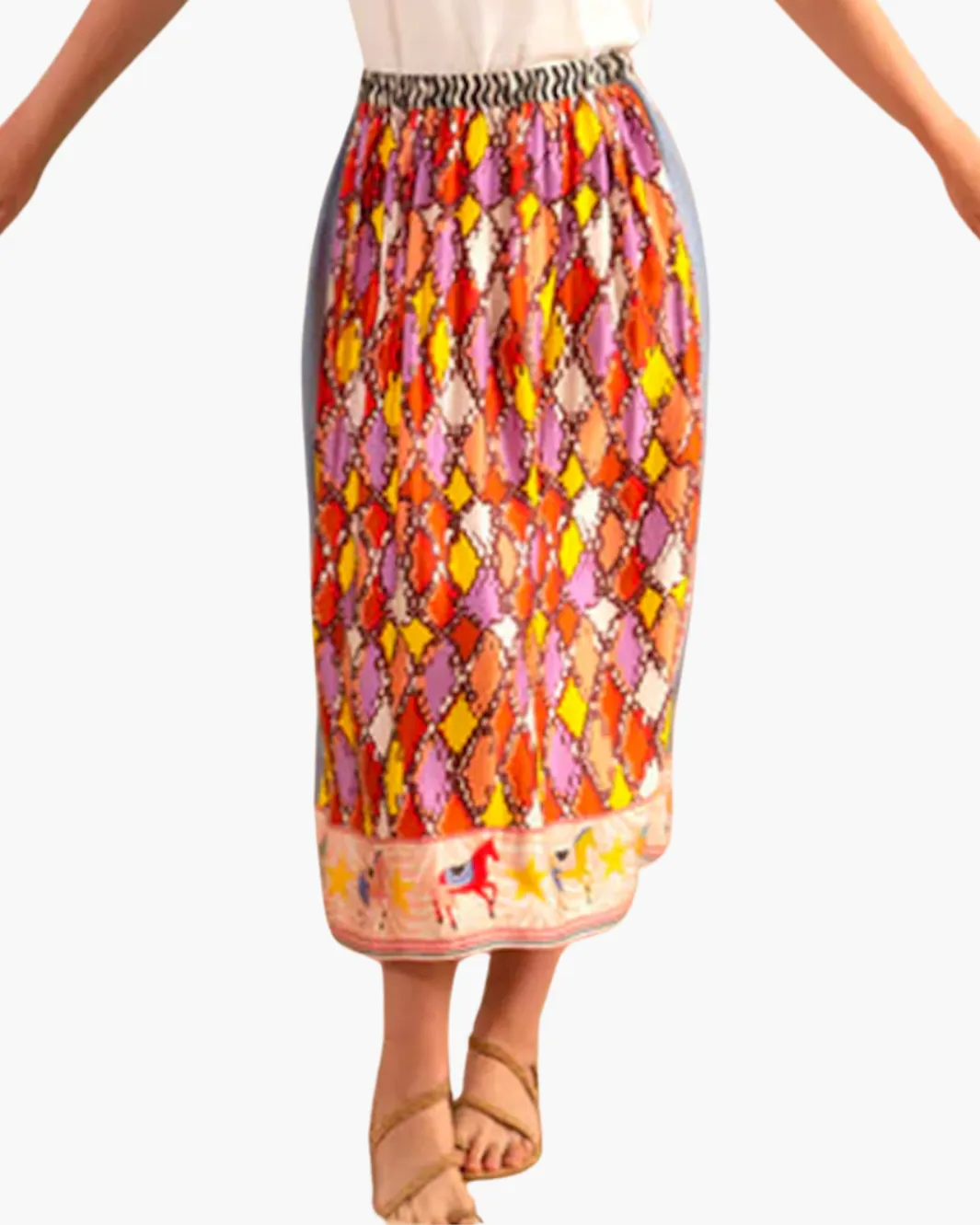 ALEXA PRINTED MIDI SKIRT IN HORSE