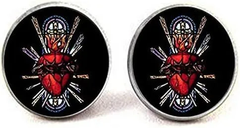 All Saints Catholic Church Sacred Heart Cufflinks Sacred Heart of Jesus Christian Jewelry Art Picture Jewelry