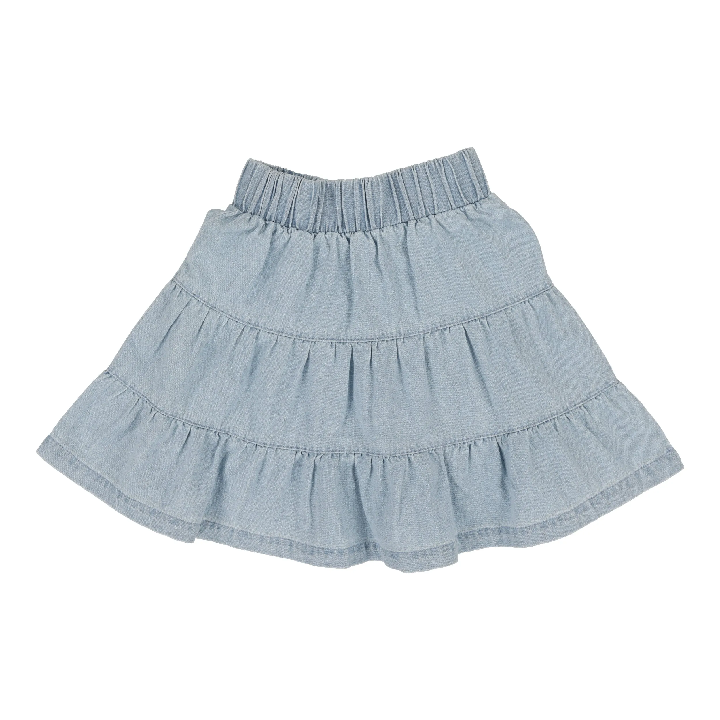 Analogie Tiered Denim Skirt - Light Wash