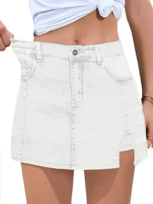 ANFTFH Womens 2025 High Waisted Shorts Jean Shorts Trendy Denim Skirts with Slit