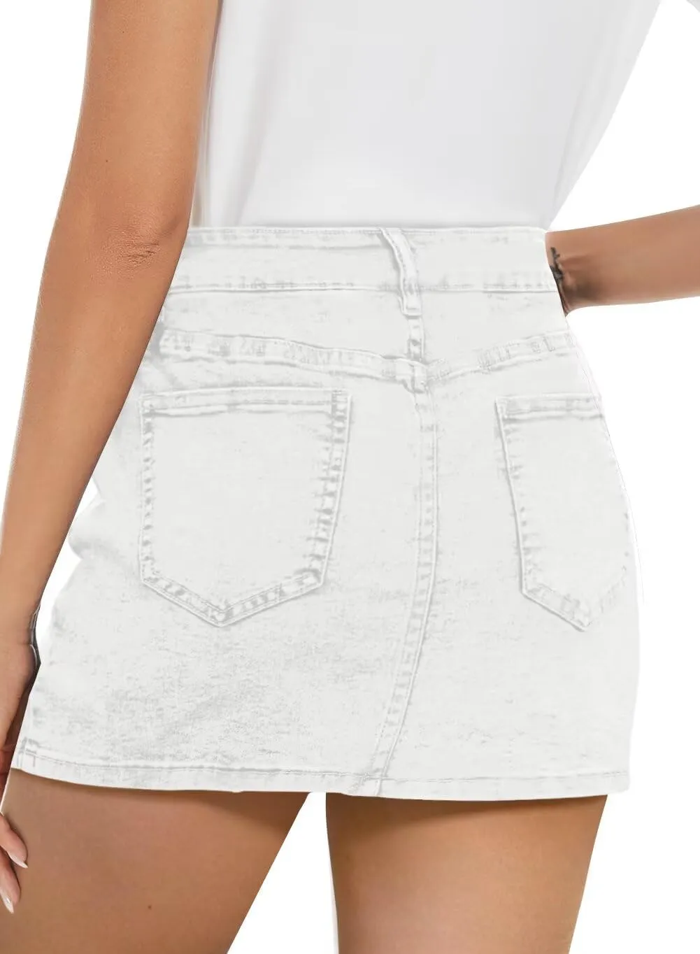 ANFTFH Womens 2025 High Waisted Shorts Jean Shorts Trendy Denim Skirts with Slit