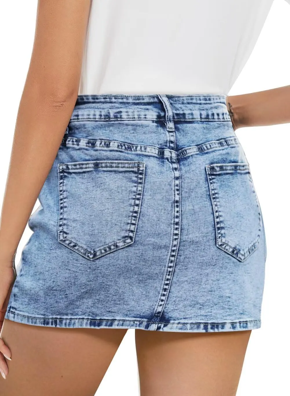 ANFTFH Womens 2025 High Waisted Shorts Jean Shorts Trendy Denim Skirts with Slit