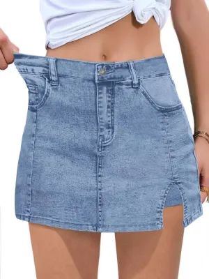 ANFTFH Womens 2025 High Waisted Shorts Jean Shorts Trendy Denim Skirts with Slit