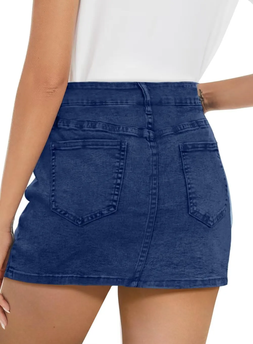 ANFTFH Womens 2025 High Waisted Shorts Jean Shorts Trendy Denim Skirts with Slit
