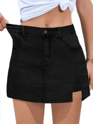 ANFTFH Womens 2025 High Waisted Shorts Jean Shorts Trendy Denim Skirts with Slit