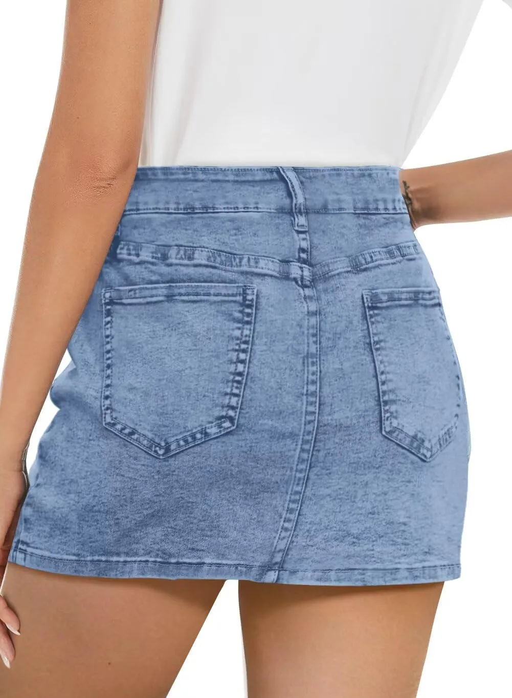 ANFTFH Womens 2025 High Waisted Shorts Jean Shorts Trendy Denim Skirts with Slit
