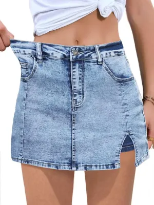 ANFTFH Womens 2025 High Waisted Shorts Jean Shorts Trendy Denim Skirts with Slit