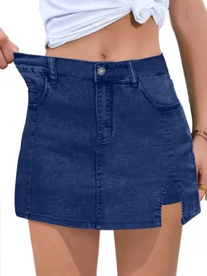 ANFTFH Womens 2025 High Waisted Shorts Jean Shorts Trendy Denim Skirts with Slit
