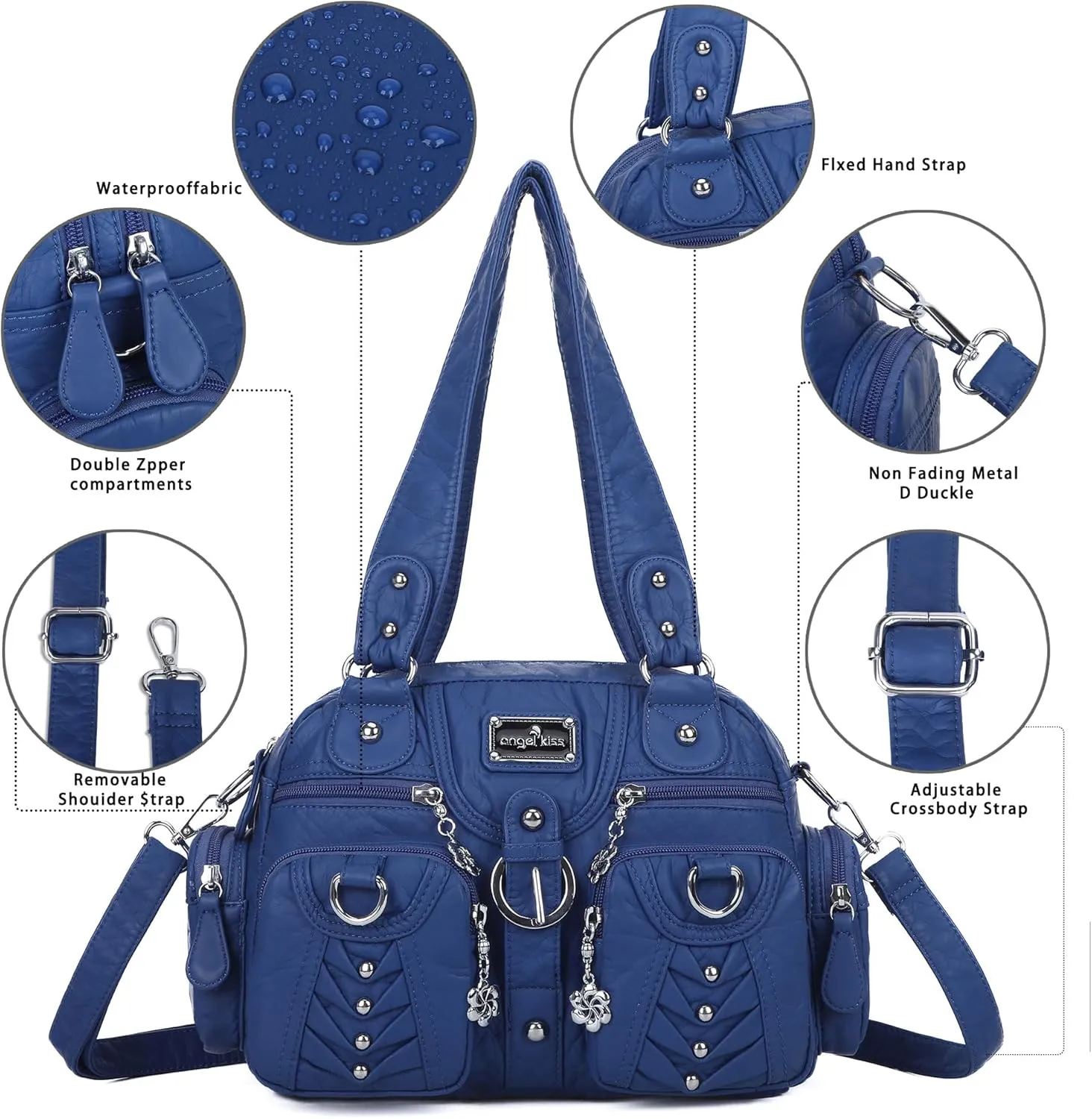 Angel Kiss Large Hobo Bags for Women Crossbody Bag Travel Shoulder bag Roomy Multi-functional Vegan Leather Satchel Tote