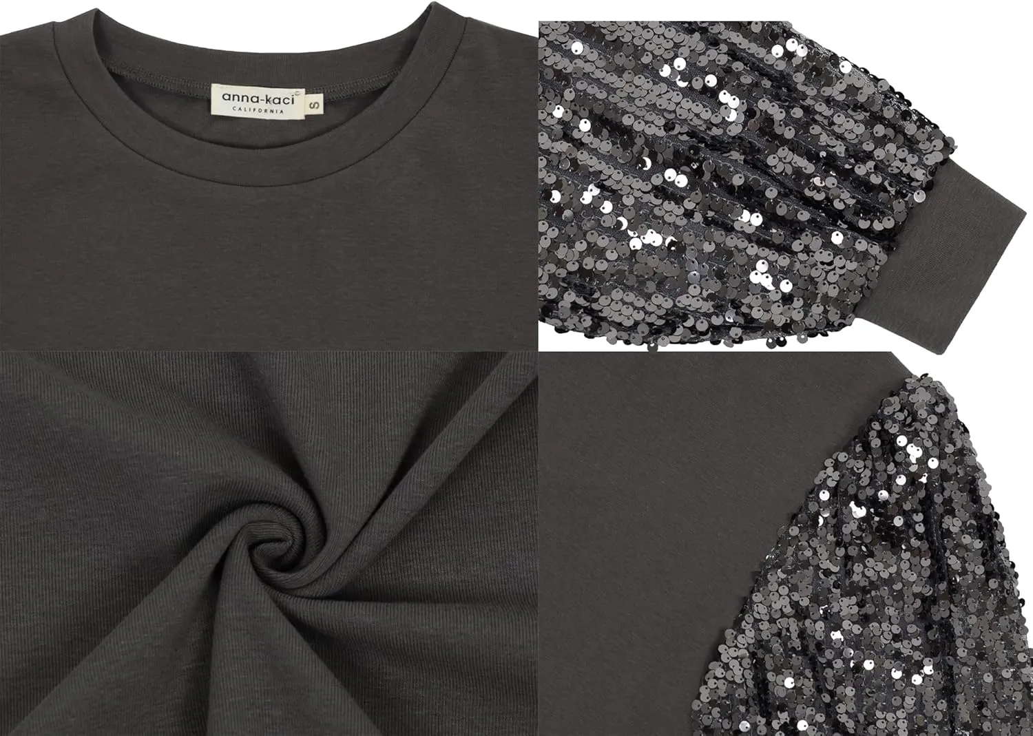 Anna-Kaci Womens Long Sleeve Sequin Party Bodycon Dress Cocktail Sparkle Wedding Evening Clubwear A Line Mini Short Dress